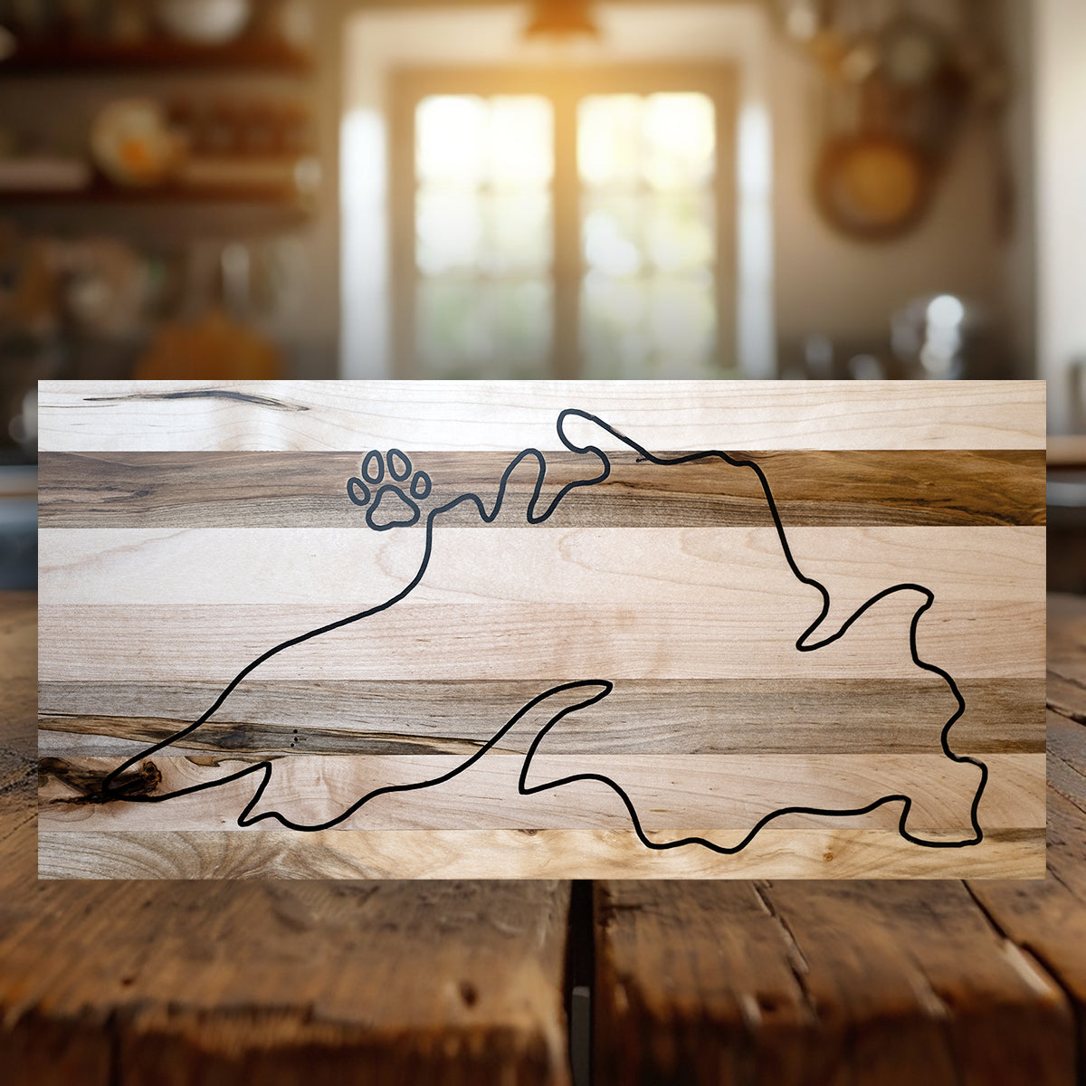 Lake Superior w/TBay Paw Mark - Cutting Board